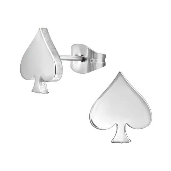 Stainless Steel Ace of Spades Stud Earrings - Picture 1 of 1